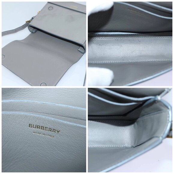 BURBERRY Shoulder Bag Patent leather Gray Gold Auth bs17639 - Picture 15 of 16